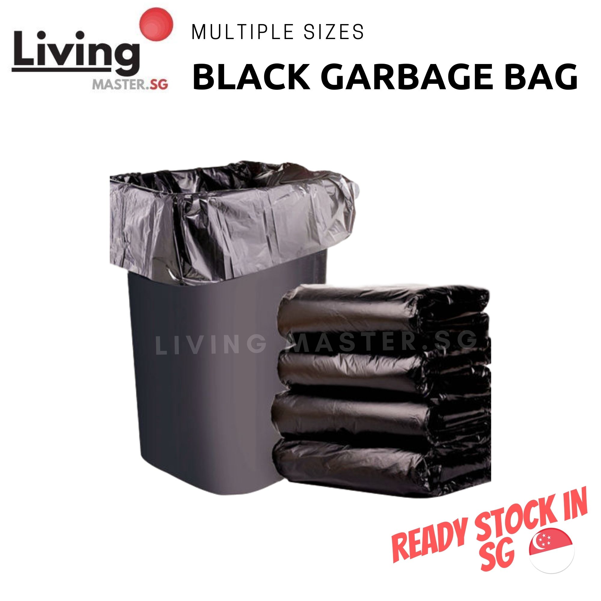 [Living Master PROMO] Large Black Garbage Bag, Domestic Bin Bag, Trash Bag Extra Strong