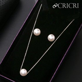 3-piece composition 14K pearl necklace, earrings, fashion bracelet, Swarovski crystal production